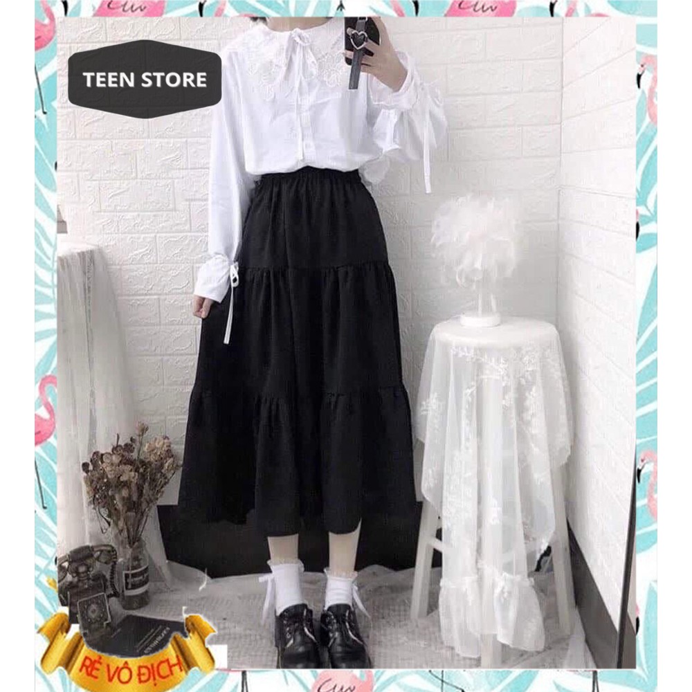 Chân váy 3 tầng von lụa ảnh thật