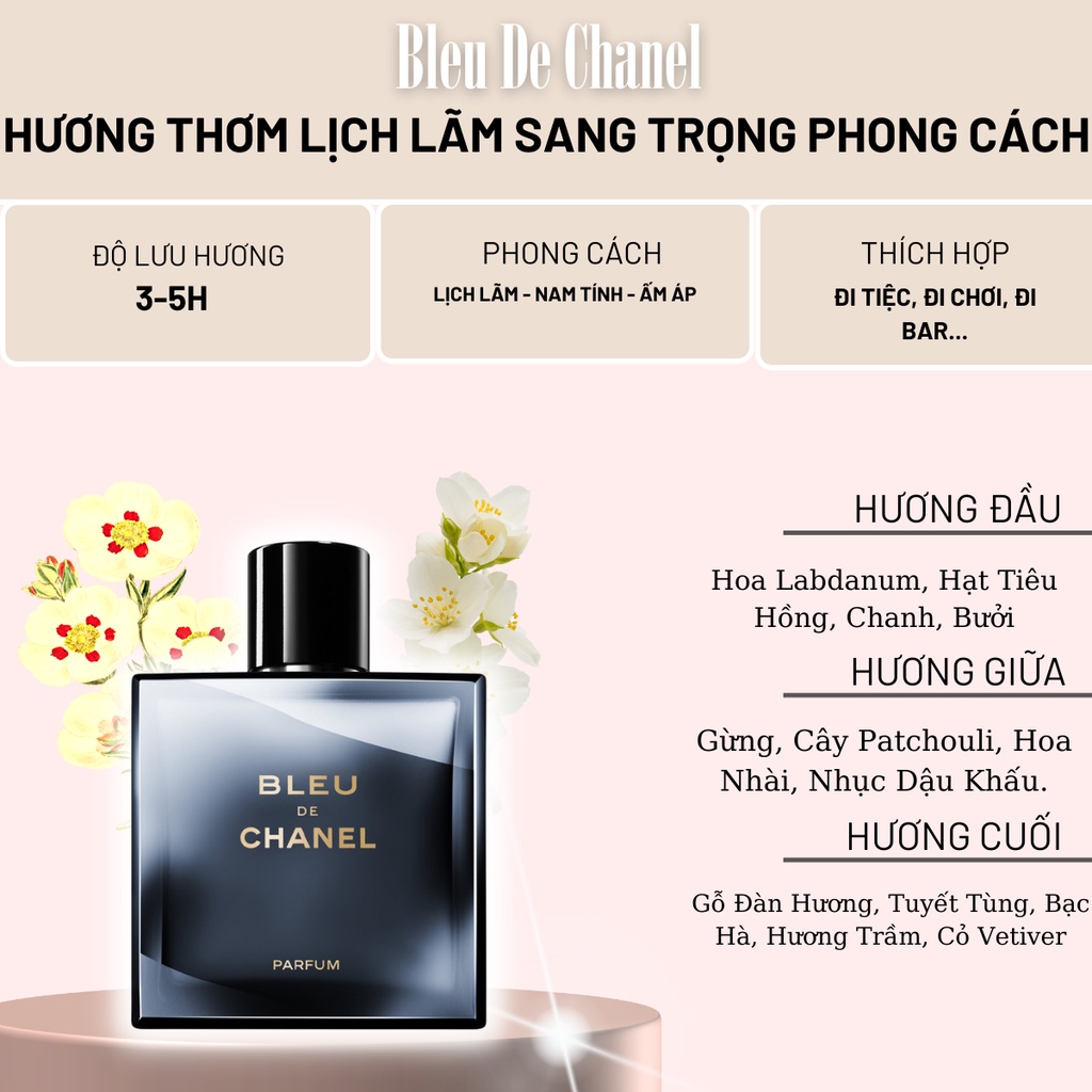 Nước hoa Nam Bleu De Chanel EDP 100ml -  Dầu thơm hương thơm mạnh mẽ, nam tính, sang trọng