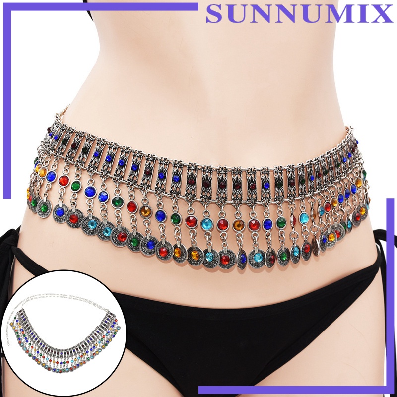 Thắt Lưng Chuỗi Đồng Xu Mạ Bạc Phong Cách Boho