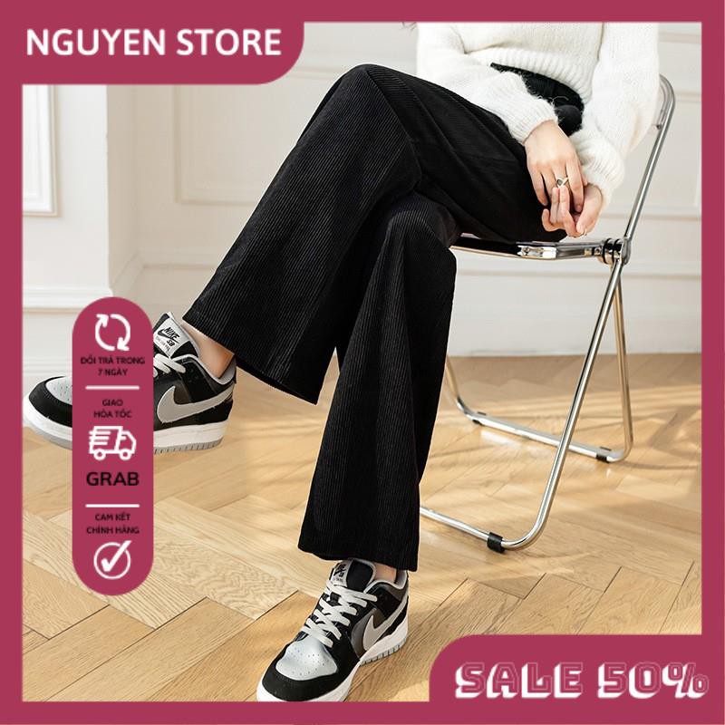 Quần Nhung Nữ Ống Rộng, Quần Ống Suông Nữ Kéo Khóa Trước Thun Sau Chất Nhung Tăm Nhiều Màu, Đủ Size, Siêu Tôn Dáng Cho B | BigBuy360 - bigbuy360.vn