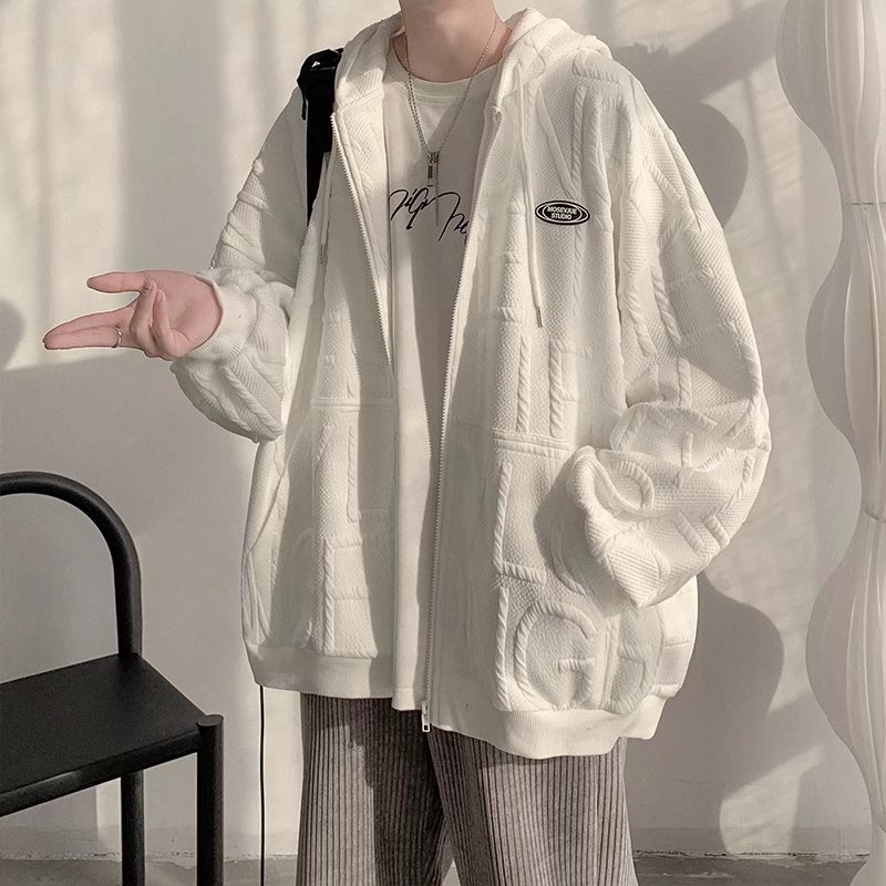 Áo Khoác Hoodie Trơn Tay Dài In Chữ Cái Thời Trang Hàn Quốc Dành Cho Nam Đơn giản Phong cách Harajuku Nam Thiết kế hàng đầu Đa năng Áo khoác cặp đôi giản dị