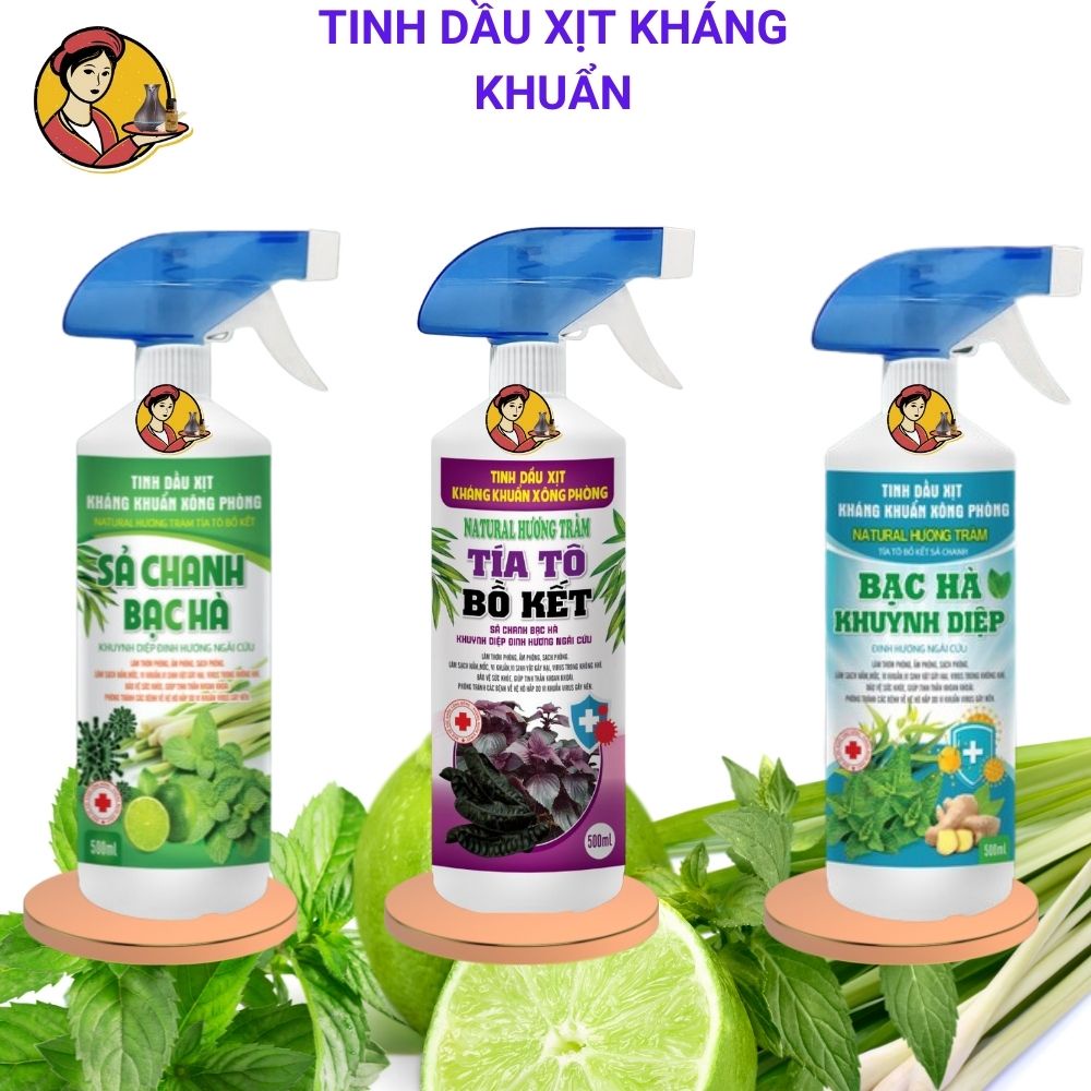 Bình Xịt Khử Khuẩn Xịt Phòng Tinh Dầu Nguyên Chất Hương Chanh Sả Bạc Hà Khuynh Diệp Bồ Kết Khử Mùi Thơm Phòng Sát Khuẩn