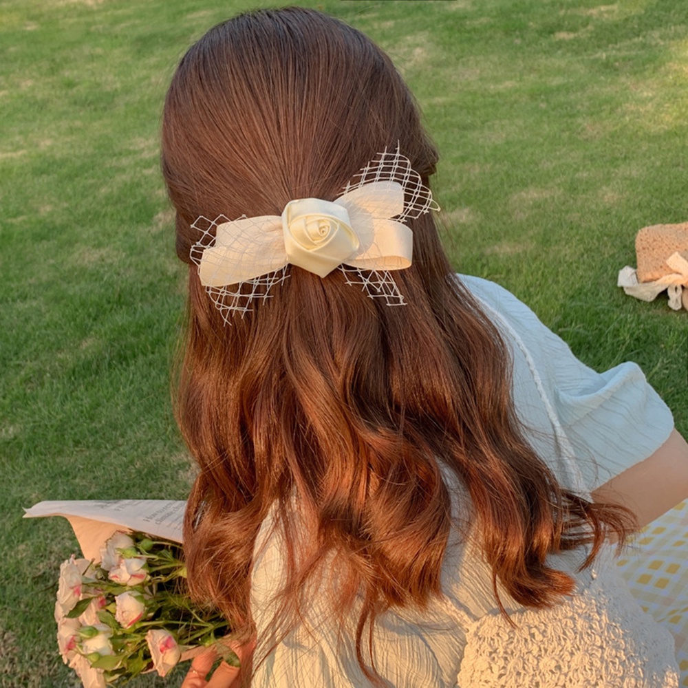 1 Kẹp Tóc Hình Hoa Hồng Trắng Thanh Lịch Cho Cô Dâu