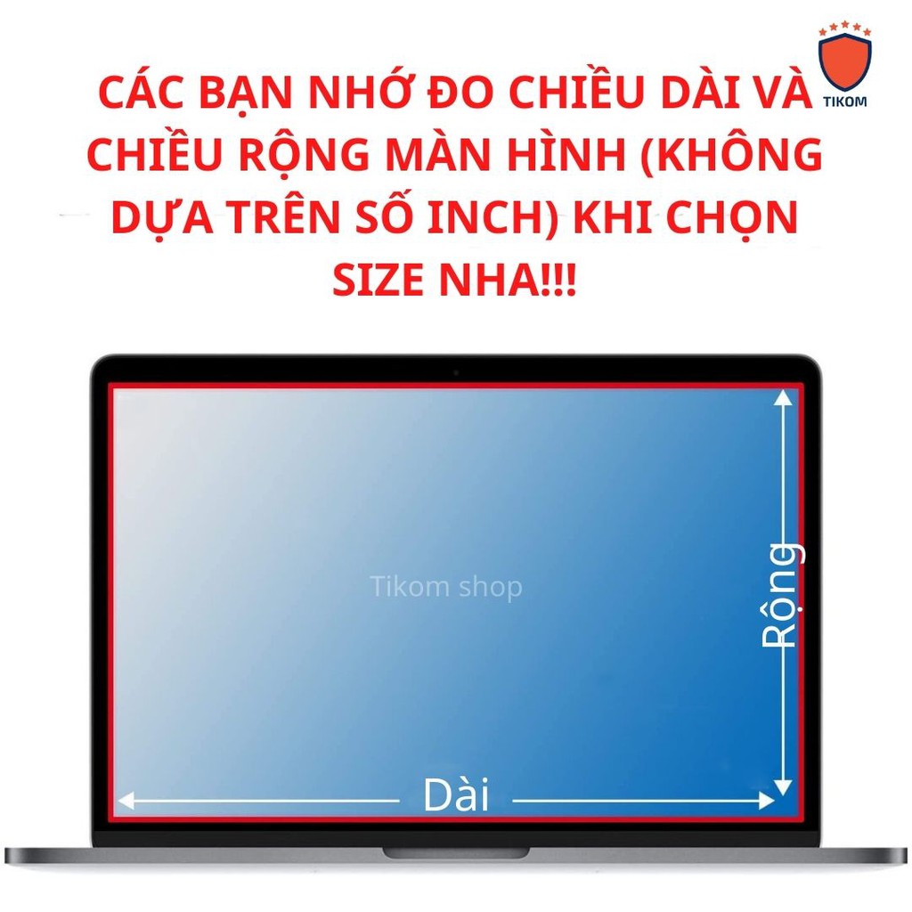 Miếng Film dán bảo vệ màn hình máy tính chống ánh sáng xanh chống xước laptop 13.3 14 15.6 inch loại cao cấp Tikom shop | BigBuy360 - bigbuy360.vn