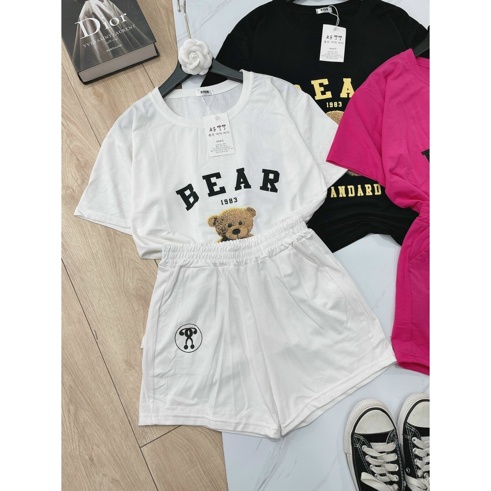 Set Quần Short + Áo Phông BEAR 1983 Ullzang (Ảnh thật/Có Sẵn)