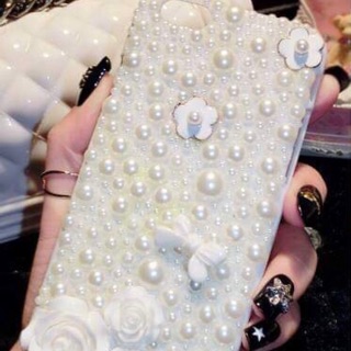 Ốp Lưng Handmade Đính Đá thủ công bông nơ trắng