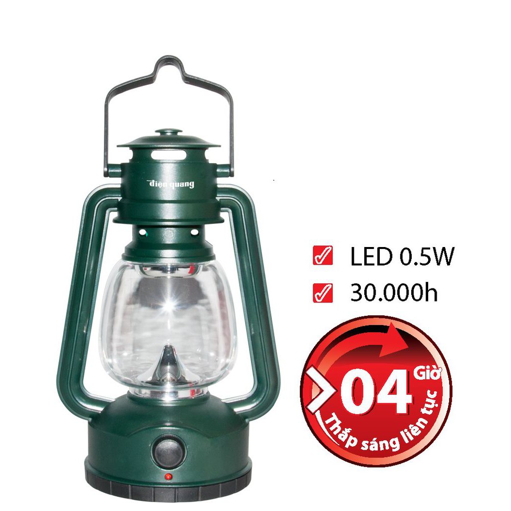 Đèn sạc Led Điện Quang ĐQ PRL04 AG 0.5W, daylight, xanh quân sự