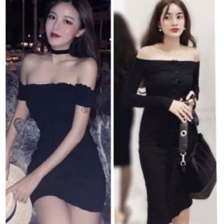 Váy trễ vai ôm body cuốn viền ulzzang