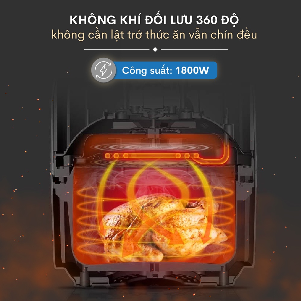 Nồi chiên không dầu 9.2 Lít điện tử nhập khẩu FujiE AF9D tự ngắt, nồi chiên ko dầu 9.2L 16 chế độ nấu cài đặt nhiệt độ
