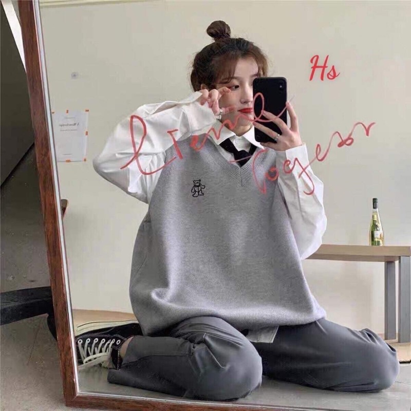 Áo gile thêu gấu HSU1