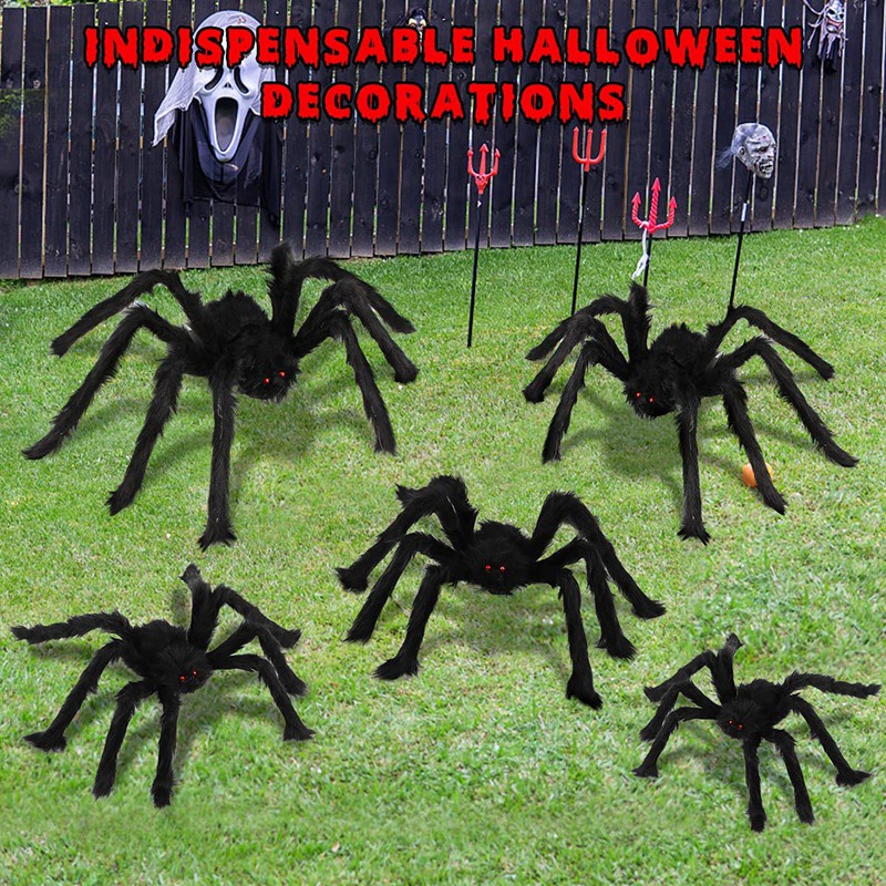 Set 5 Con Nhện Lông Vũ Trang Trí Halloween