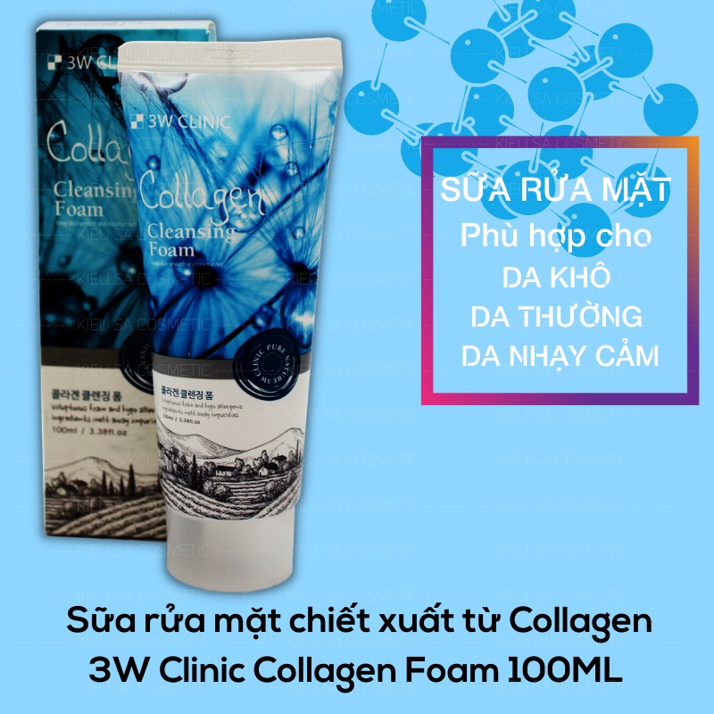 Sữa rửa mặt Collagen Foam Cleansing 3W Clinic 100ml
