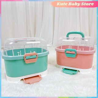 Khay - Giá úp bình sữa Jupin Cao Cấp có nắp đậy và van thoát nước mẫu mới 2022