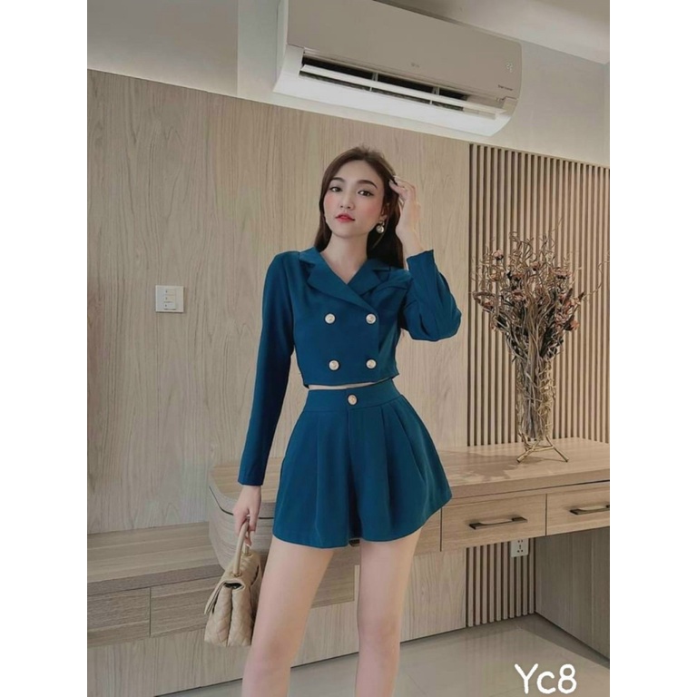 (MẪU MỚI) SÉT COTTON LẠNH PHỐI NÚT ÁO KIỂU VEST SANG CHẢNH THỜI THƯỢNG HHP FASHION