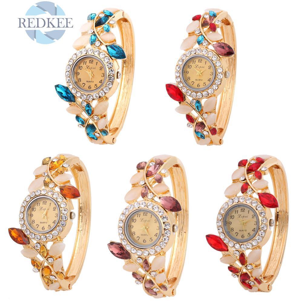 Redkee Lvpai Rhinestone Quartz Watch Luxury Women Flower Crystal Bracelet Watches