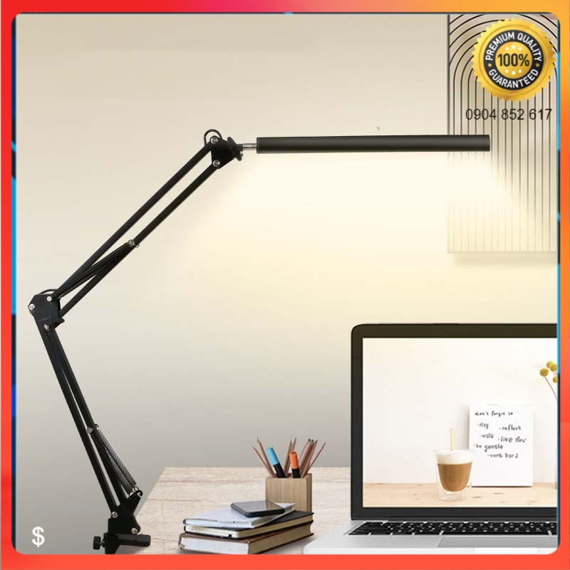 Đèn Kẹp Bàn Học Cánh Tay Dài; Ánh Sáng LED Bảo Vệ Mắt Khi Đọc Sách, Đổi 3 màu - Hàng Nhập Khẩu chính hãng