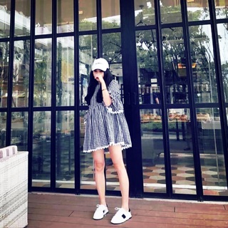 Đầm babydoll caro