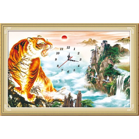 TRANH ĐÍNH ĐÁ ĐỒNG HỒ mãnh hổ LG1040 (75X50) tranh chưa thành phẩm