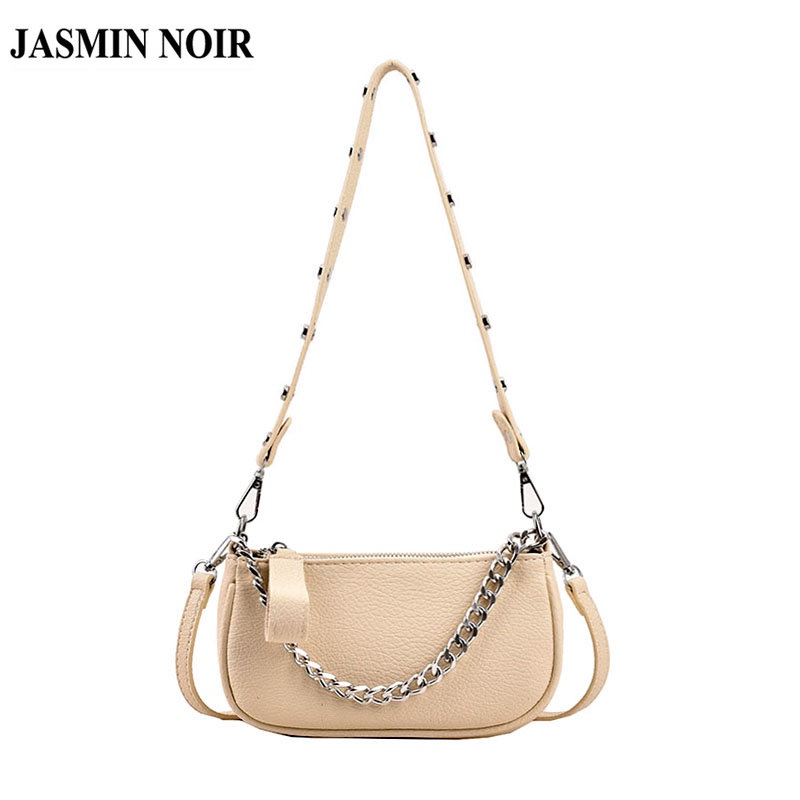 Túi đeo chéo JASMIN NOIR da PU phối dây xích thời trang sành điệu dành cho nữ
