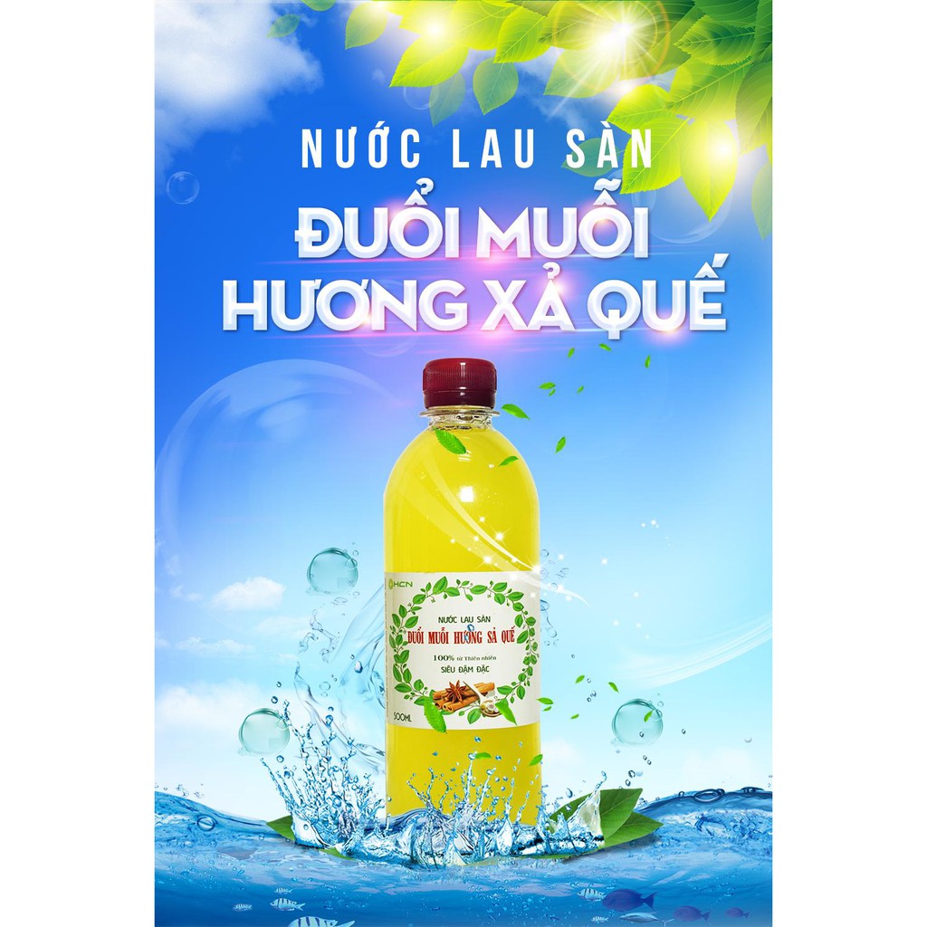 Nước lau sàn nhà xua đuổi muỗi hương sả quế xả chanh 500ml B026