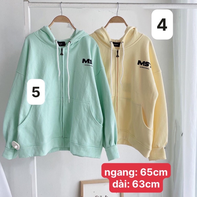 Khoác nỉ tay phồng thêu hoodiezip