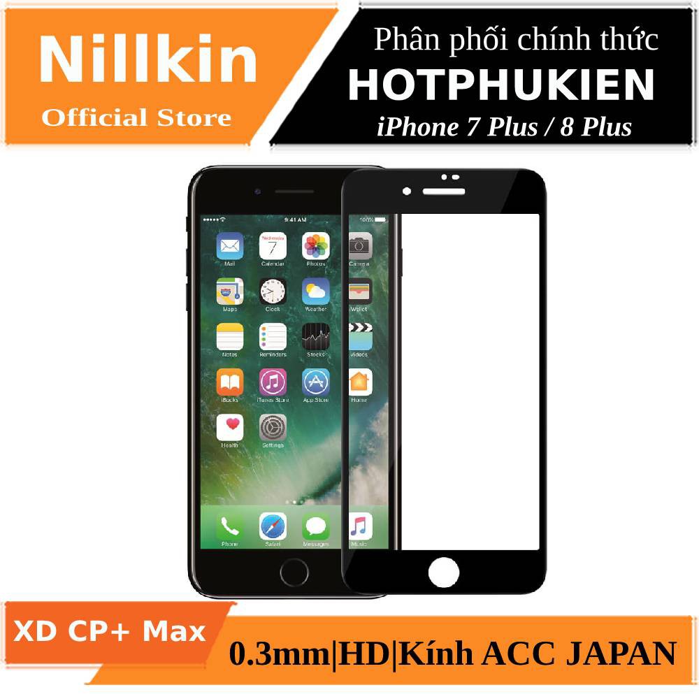 Miếng dán kính cường lực 3D full màn hình cho iPhone 7 Plus / 8 Plus hiệu Nillkin XD CP + Max - Hàng chính hãng