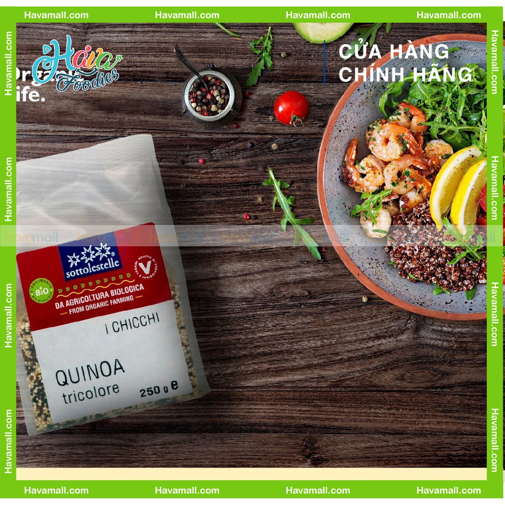 [HÀNG CHÍNH HÃNG] Hạt Diêm Mạch (Quinoa) Hỗn Hợp 3 Màu Hữu Cơ Sottolestelle - Organic Tricolor Quinoa