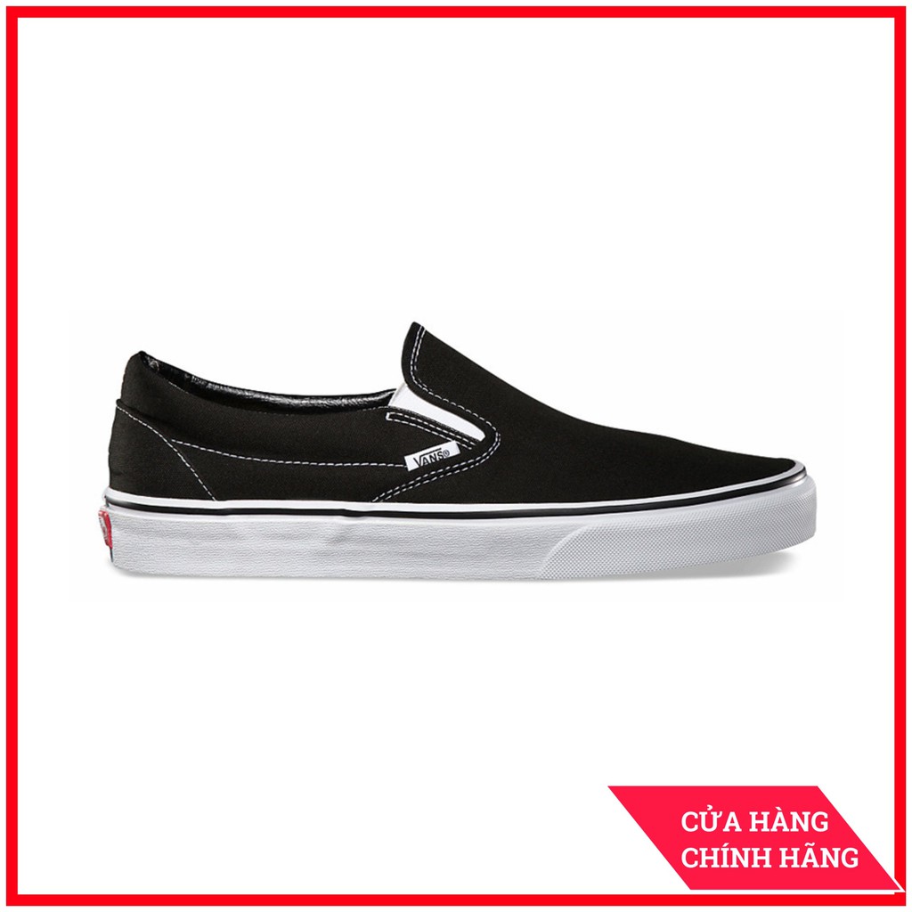 Giày Sneaker [REAL] Vans-Slip-On-Black-White-VN000EYEBLK