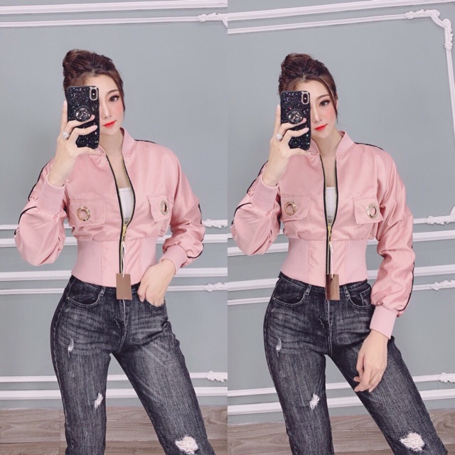 Áo khoác phi beo eo khoen lưng cao so hot