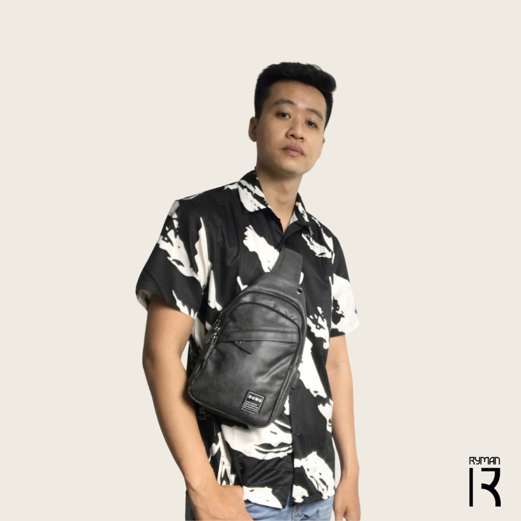 Túi Đeo Ngực Nam OUMU Da Pu Cao Cấp Tích Hợp Cổng Sạc Dự Phòng Phong Cách Hàn Quốc Unisex Màu Xám Bền Đẹp Chống Nước | BigBuy360 - bigbuy360.vn