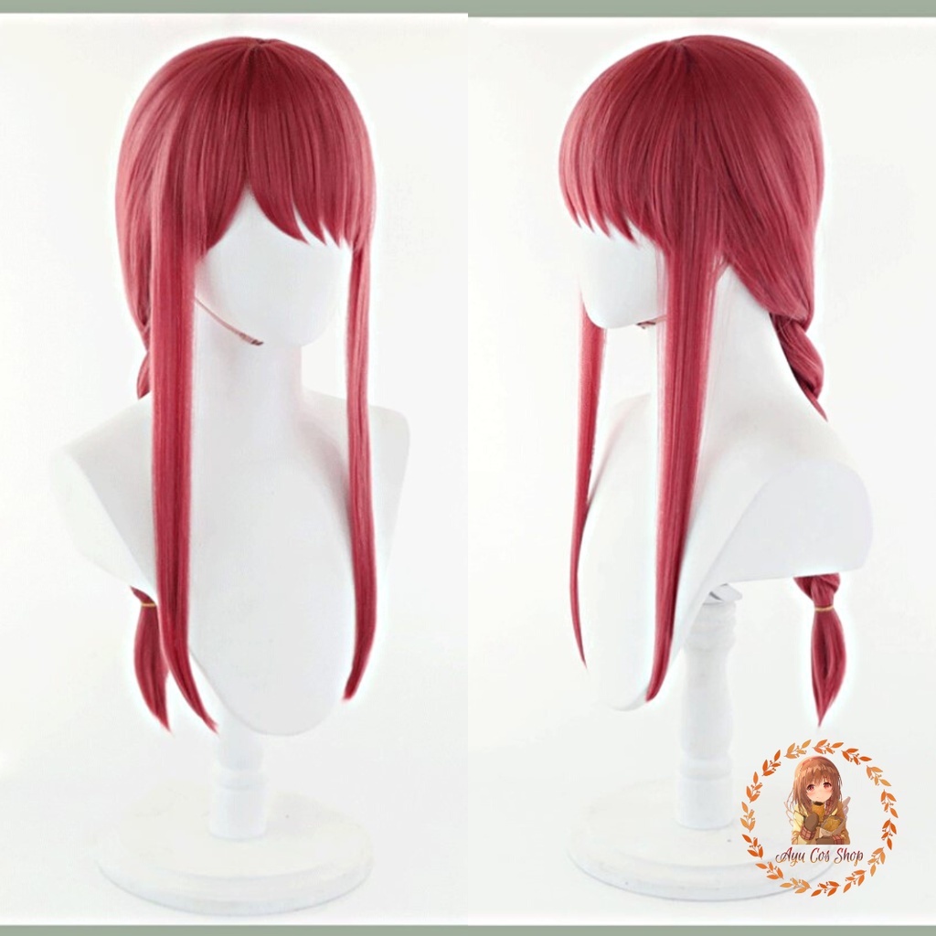 Wig/tóc giả cosplay Makima Chainsaw Man màu đỏ hồng cam