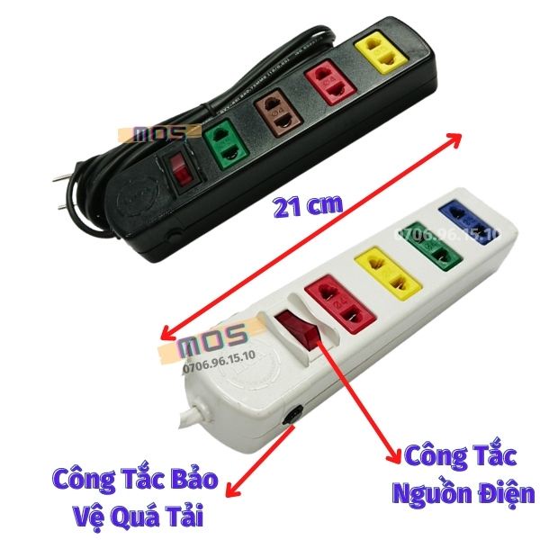 Ổ cắm điện 2 chấu Lioa ⚡⚡1 đổi 1⚡⚡ có công tắc bảo vệ quá tải kéo dài 3 mét/5 mét Mos Shop