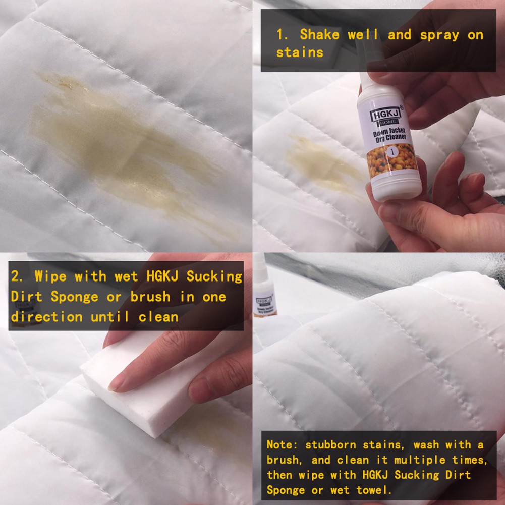 HGKJ-HOME down jacket dry cleaners for stubborn stains, wipe with HGKJ suction sponge or wet towel