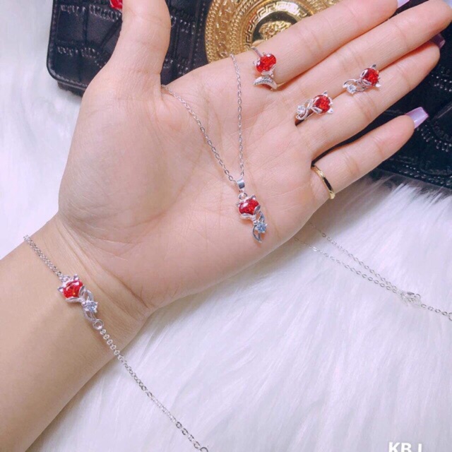 Sét bạc hồ ly đá đủ màu 4món