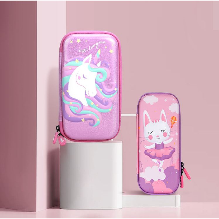Hộp bút nhựa dẻo cho bé gái hình Unicorn, Mèo cute, Ngựa Pony đủ kích thước chính hãng UEK full box cực kỳ nhẹ không ồn