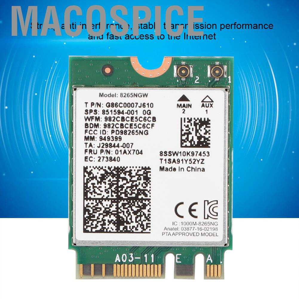 Card Mạng Không Dây Macospice Cho Intel 8265ngw 867mbps 2.4g / 5g Ngff Wifi Bt 4.2 Lenovo | BigBuy360 - bigbuy360.vn