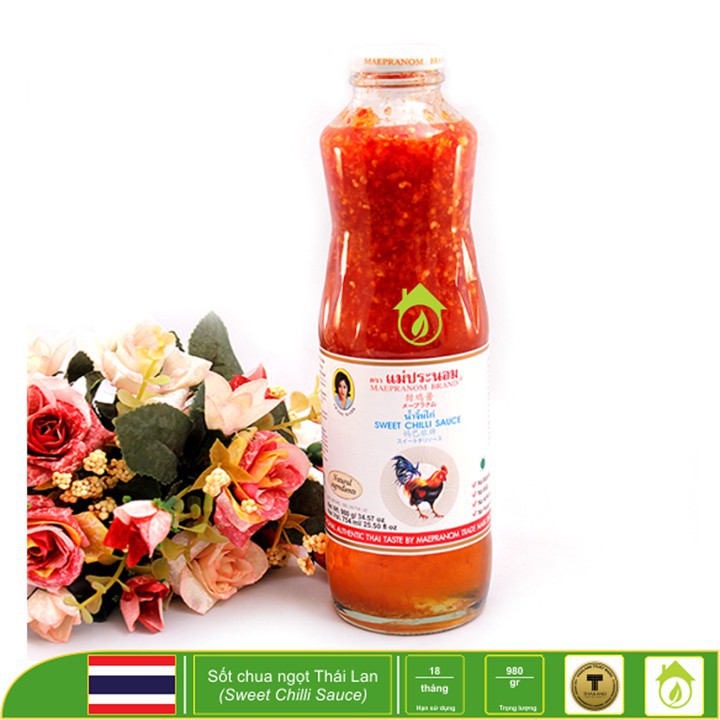 Sốt Chua Ngọt Thái Lan Sốt Gà Thái Lan hiệu Mae Pronnom Sweet Chilli Sauce 980g Chai Thuỷ Tinh Cao Cấp