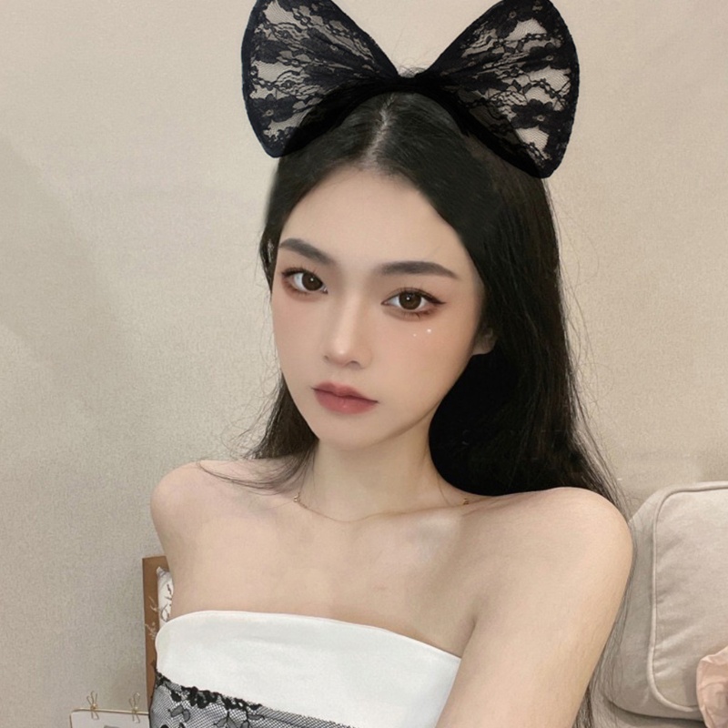 Băng Đô Cài Tóc Đính Nơ Phối Ren Lưới Cỡ Lớn Thời Trang Dự Tiệc / Chụp Ảnh