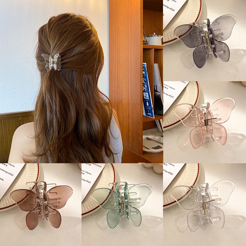 Kẹp tóc nhựa acrylic thiết kế hình cánh bướm