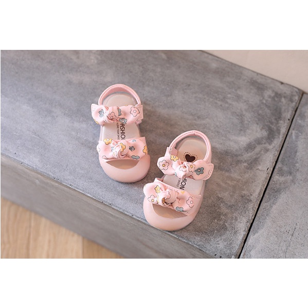 MẪU MỚI_ Sandal tập đi 2 nơ cho bé gái xinh xắn đáng yêu size 15-19