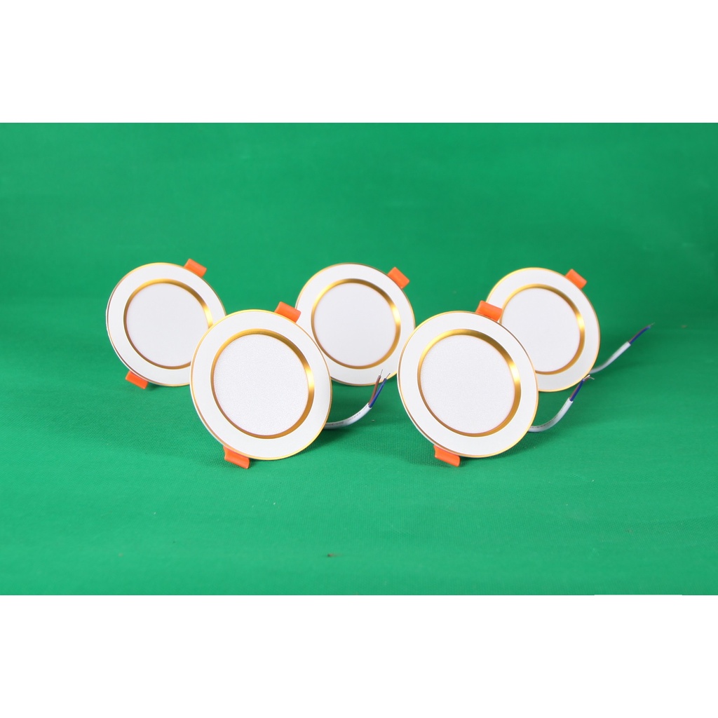 [GIÁ SỐC] Đèn Âm Trần 3 Màu 5W Viền Vàng/Bạc, Đèn Trang Trí Phòng Ngủ, Khách Sạn, Đèn Led Downlight Đổi Màu HL Lighitng