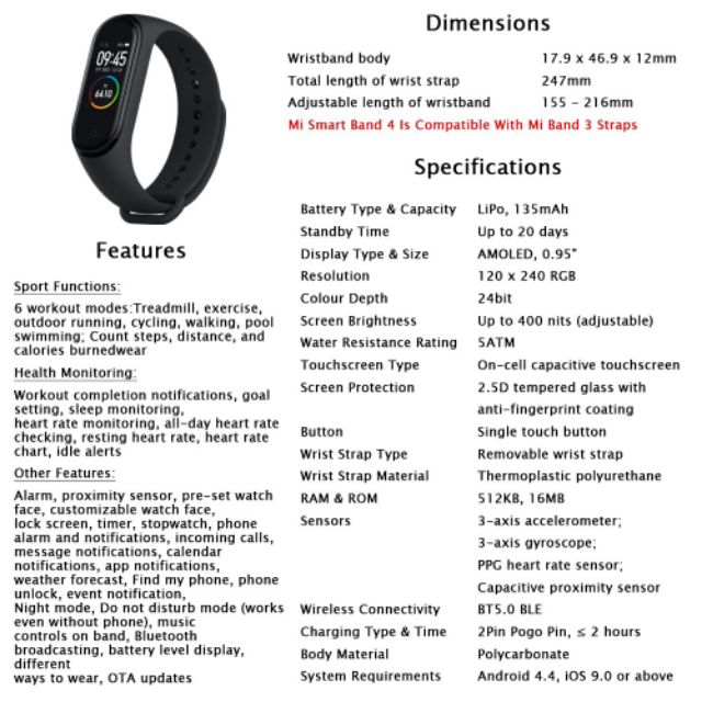 Đồng hồ thông minh Xiaomi Mi Pand 4 Chính Hãng ( Mẫu mới)