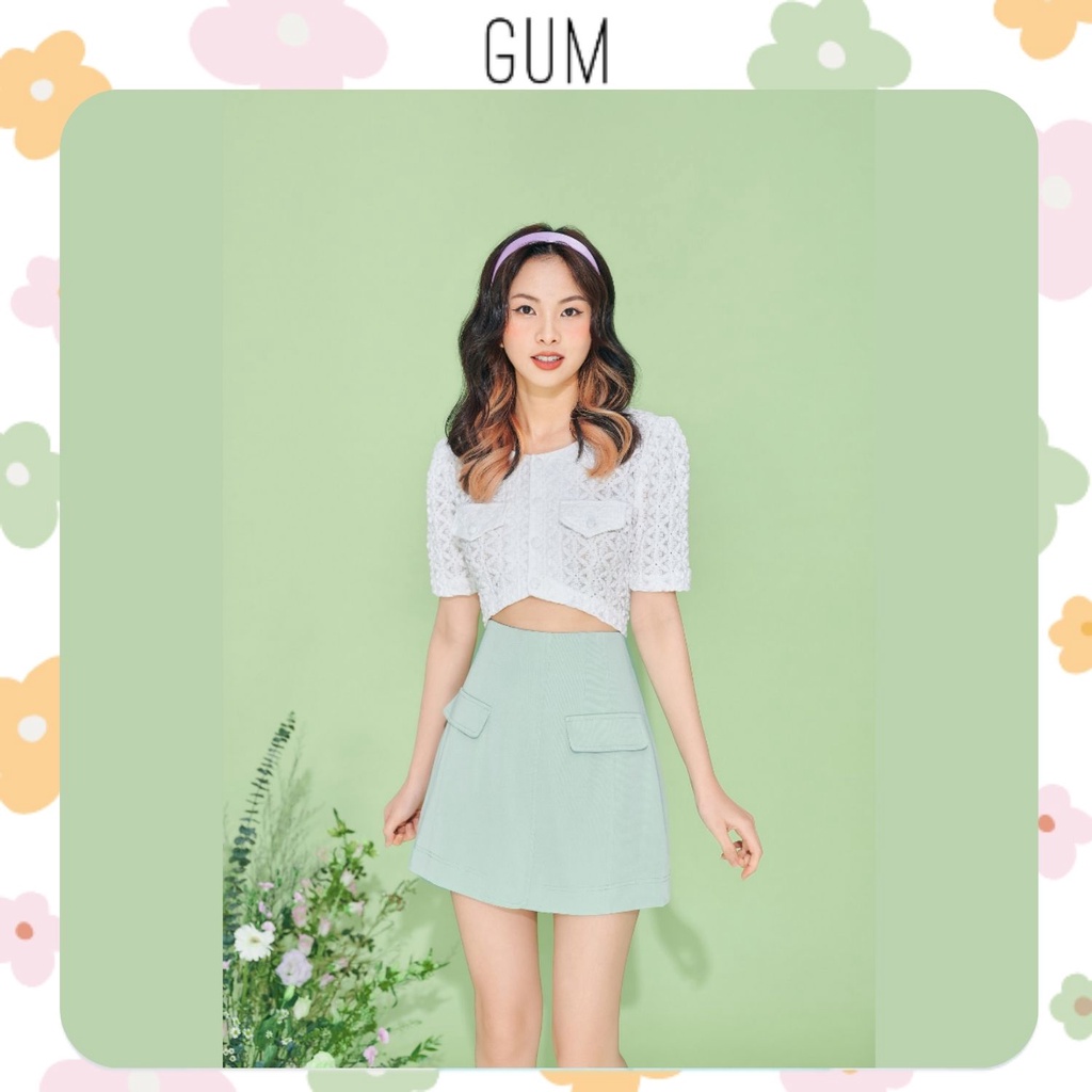 Áo croptop tay ngắn vai bồng cổ tròn Early Top By Gum Tailor