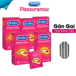 Combo 5 Hộp BCS Durex Chính Hãng Giá Sỉ Hộp 12 Bao, Bao Cao Su Gai Gân Pleasuremax Giúp Tăng Khoái Cảm...