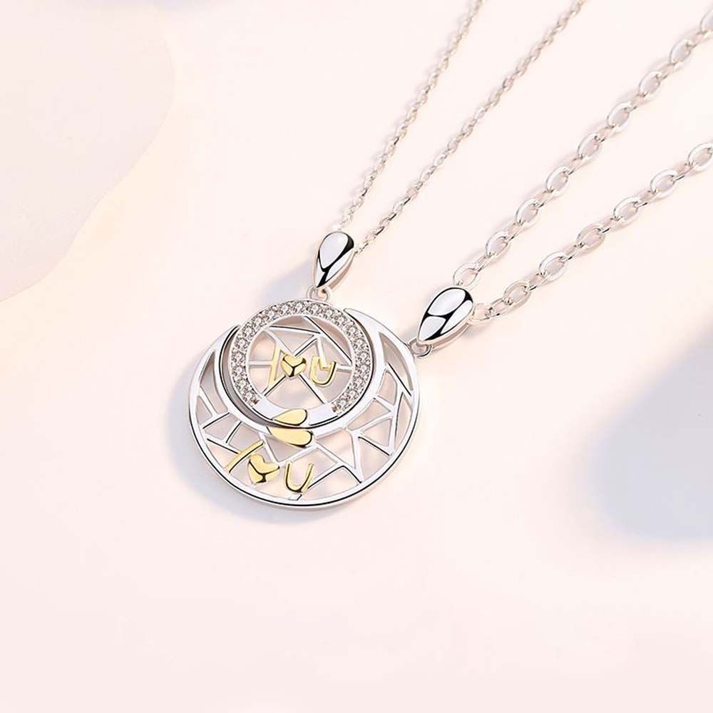 Vòng cổ mặt hình mặt trăng / mặt trời bằng đồng đơn giản thời trang dành cho cặp đôi