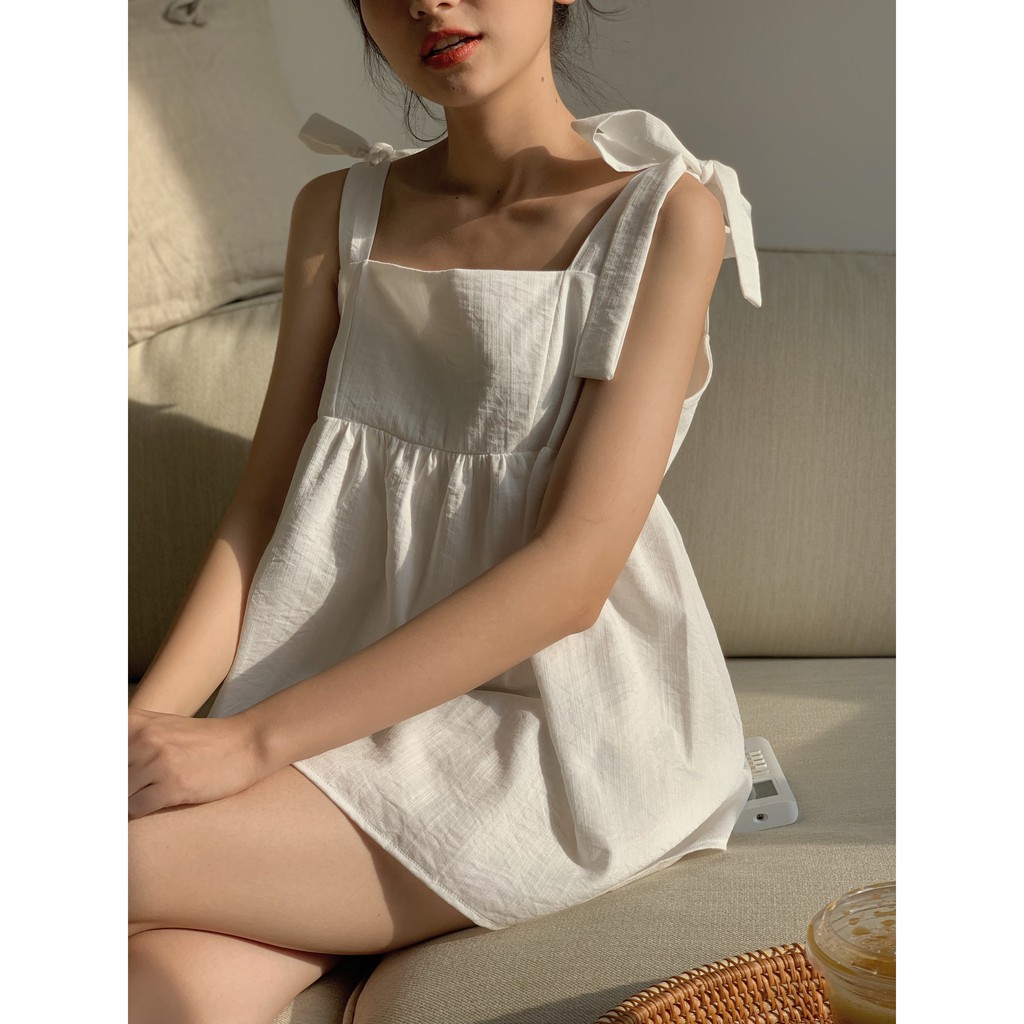 áo baby doll 2 dây to buộc nơ TKA226 1994closet