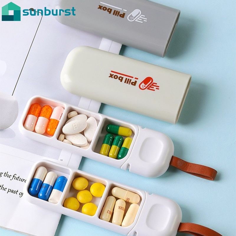 Hộp đựng thuốc nhỏ nhắn thiết kế 3 ngăn chống ẩm tiện lợi đa năng cho du lịch