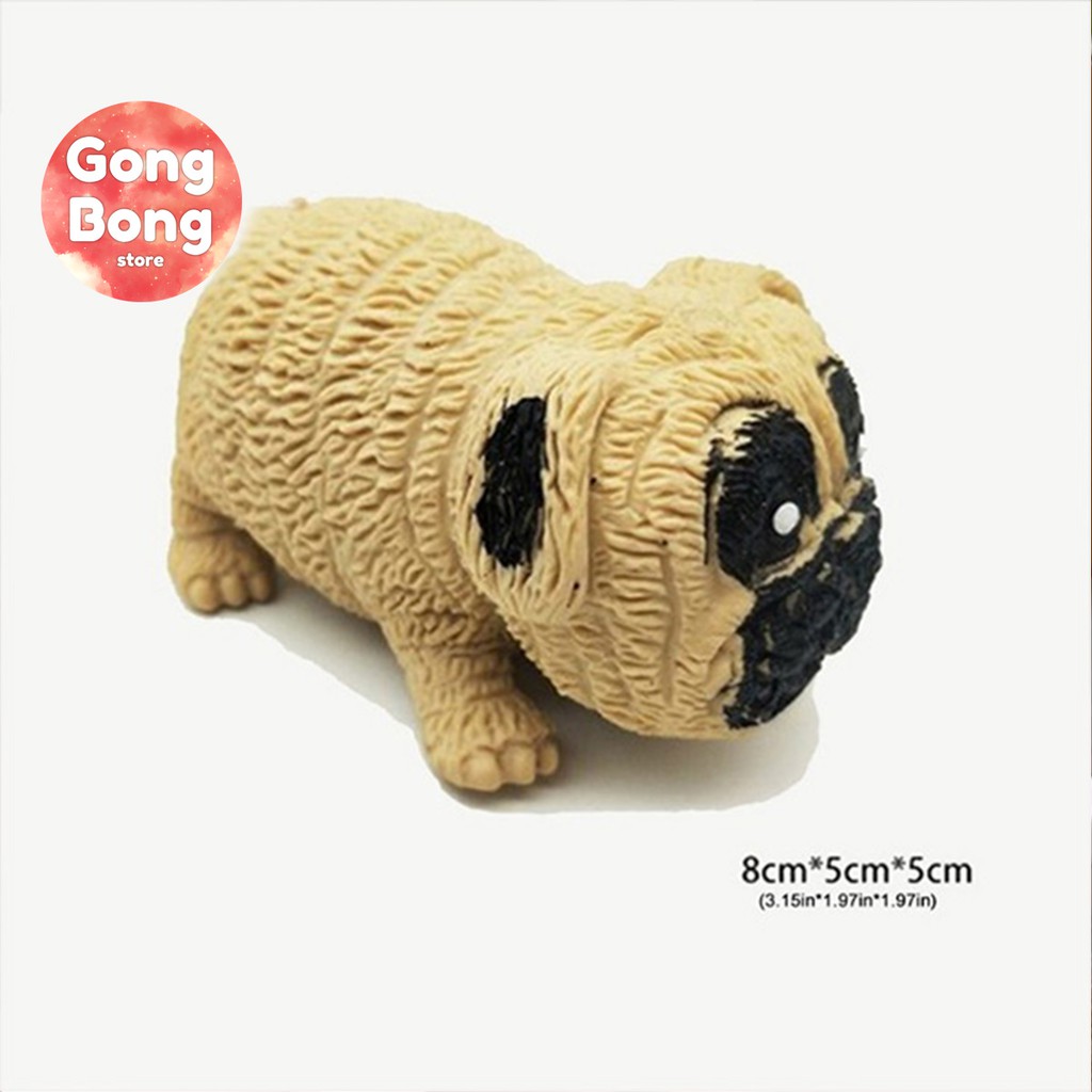 Mô hình chó Pug dẻo bóp nắn co giãn, đồ chơi xả stress hiệu quả Gong Bong Store