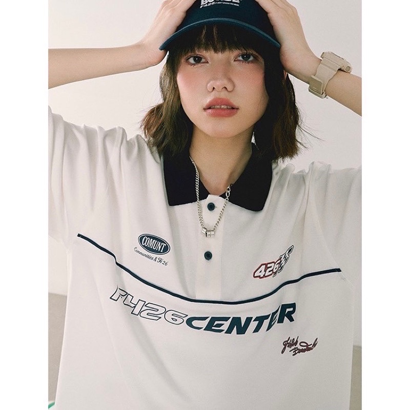 Áo polo nam nữ,in chữ Center thiết kế 2 màu