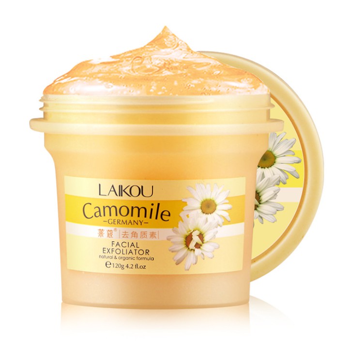 Tẩy da chết tế bào chết hoa cúc Laikou Camomile Facial Exfoliator 120g dùng cho da mặt và cổ